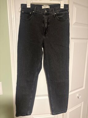Abercrombie & Fitch Black Washed High-Rise Straight Jeans